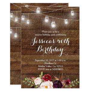 Marsala String light birthday invitation