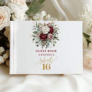 Marsala Sweet Sixteen Floral Guest Book Sign