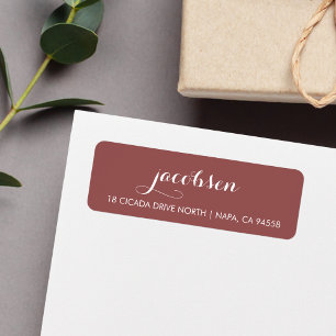 Marsala & White Elegant Calligraphy Return Address Label