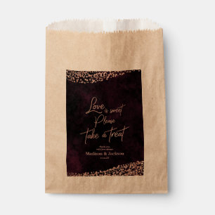 Marsala Wine & Rose Gold Wedding Love is Sweet Favour Bag