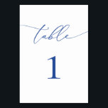 Marseille Bleu and White Minimalist Table Number<br><div class="desc">Beautiful,  elegant,  modern and minimalist,  table number card. Fully customisable. **PLEASE NOTE: To order,  simply adjust your table number and add each number to your cart separately. Then check out once you are finished.</div>