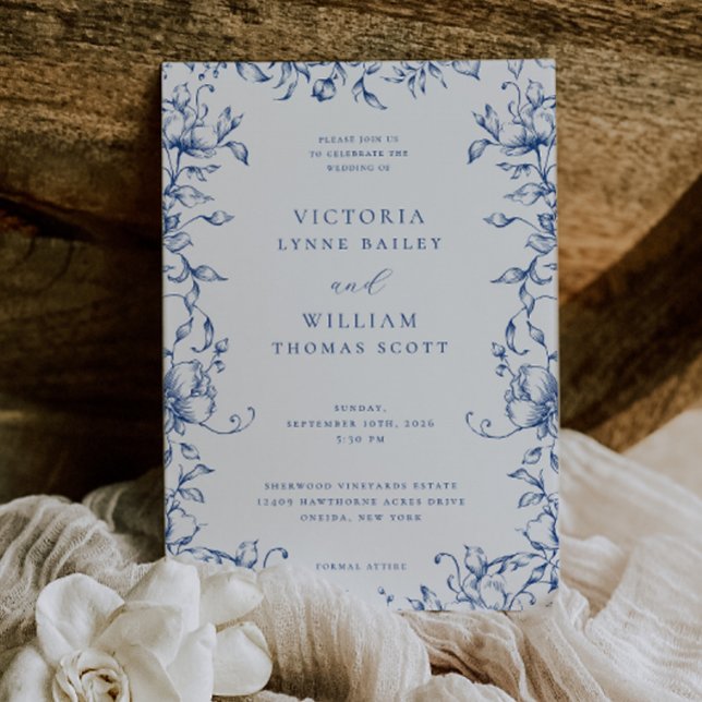 Marseille Bleu Garden Floral Wedding Invitation (Creator Uploaded)
