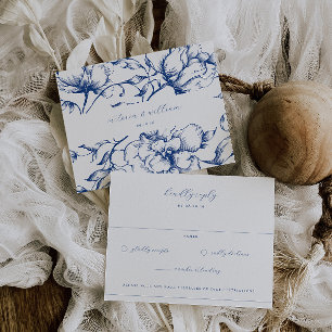 Marseille Bleu Garden Floral Wedding RSVP Card