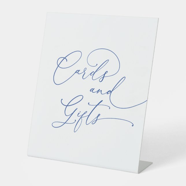 Marseille Bleu Minimalist Cards and Gifts Pedestal Sign (Front)