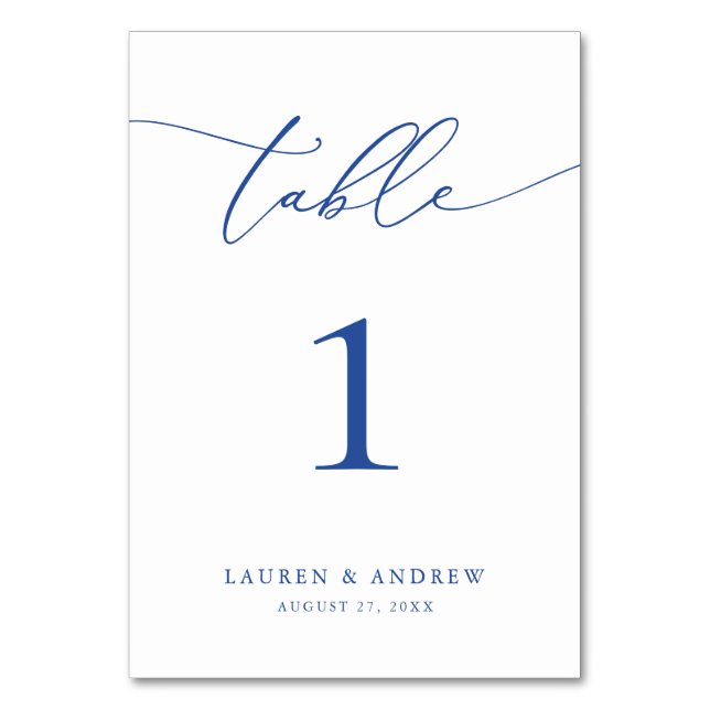 Marseille Bleu Minimalist Wedding | Event Custom  Table Number (Front)