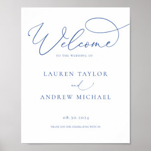 Marseille Bleu Minimalist Welcome to Our Wedding Poster