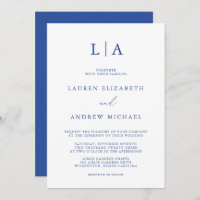 Marseille Bleu Monogram Simple Minimalist Wedding