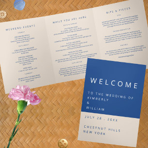 Marseille Bleu Wedding Welcome Letter Itinerary Tri-Fold Programme