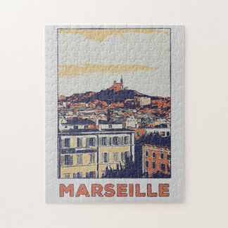 Marseille city view illustration France Jigsaw Puzzle