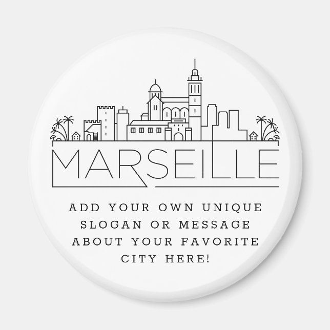 Marseille | Custom City Message or Slogan Magnet (Front)