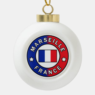 Marseille France Ceramic Ball Christmas Ornament