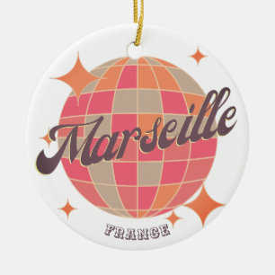 Marseille France City fashion pink disco ball  Ceramic Ornament
