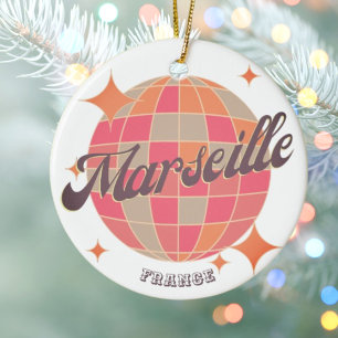 Marseille France City fashion pink disco ball Ceramic Ornament