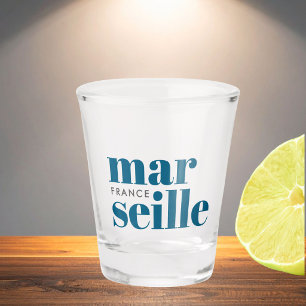 Marseille France modern typography Shot Glass