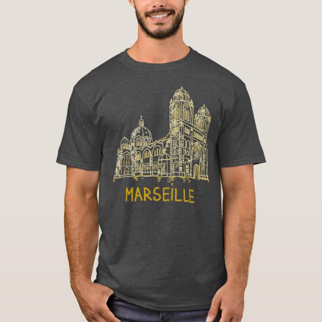 Marseille France Unique Hand Drawn Art Gift Men T-Shirt (Front)