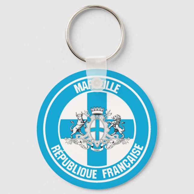 Marseille Round Emblem Key Ring (Front)