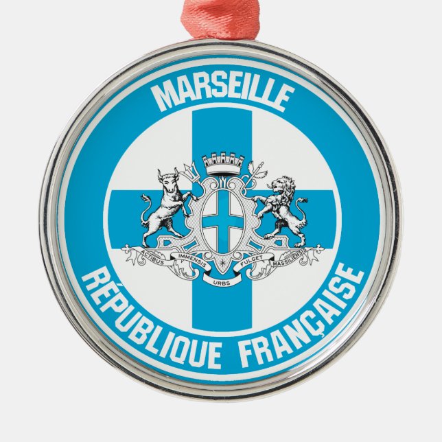 Marseille Round Emblem Metal Ornament (Front)
