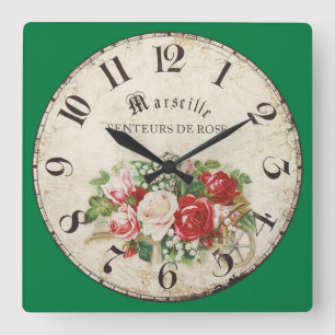 Marseille Senteurs De Rose, Scents Of Rose Square Wall Clock