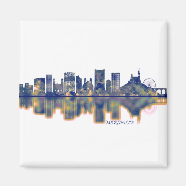 Marseille Skyline Magnet (Front)