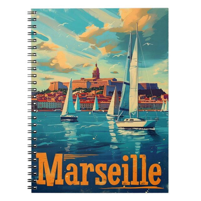 Marseille Sunshine: Sailing Bliss Mediterranean Notebook (Front)