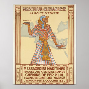 Marseille to Alexandria Egypt Route Poster