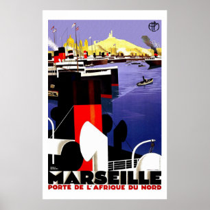 Marseilles, France Vintage Travel Poster