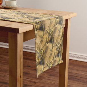 Marsh Frog Immersed In River Water Painting Short Table Runner