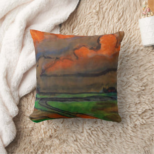 Marsh Landscape Under Red Clouds   Emil Nolde   Cushion