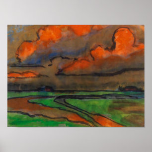 Marsh Landscape Under Red Clouds   Emil Nolde   Po Poster