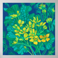 Marsh Marigold Summer Wildflowers Floral Painting