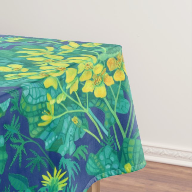 Marsh Marigold Wildflowers Yellow Flowers Pattern Tablecloth (In Situ)