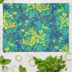 Marsh Marigold Wildflowers Yellow Flowers Pattern Tea Towel