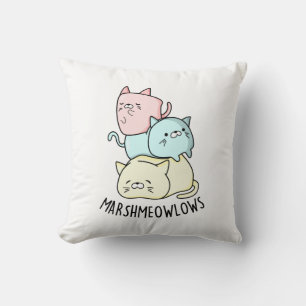 Marsh-meow-lows Funny Cat Marshmallow Pun  Cushion