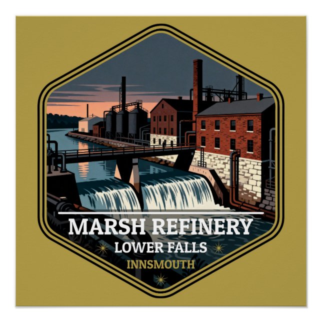 Marsh Refinery Lower Falls Innsmouth Vintage Trave Poster (Front)