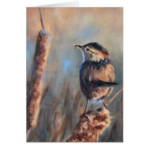 Marsh Wren Fine Art Greeting Card