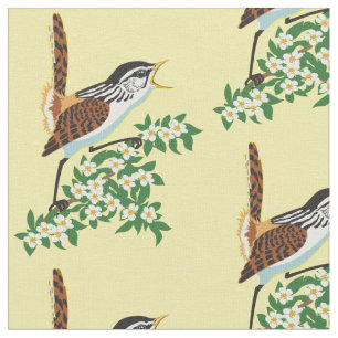 Marsh wren songbird fabric