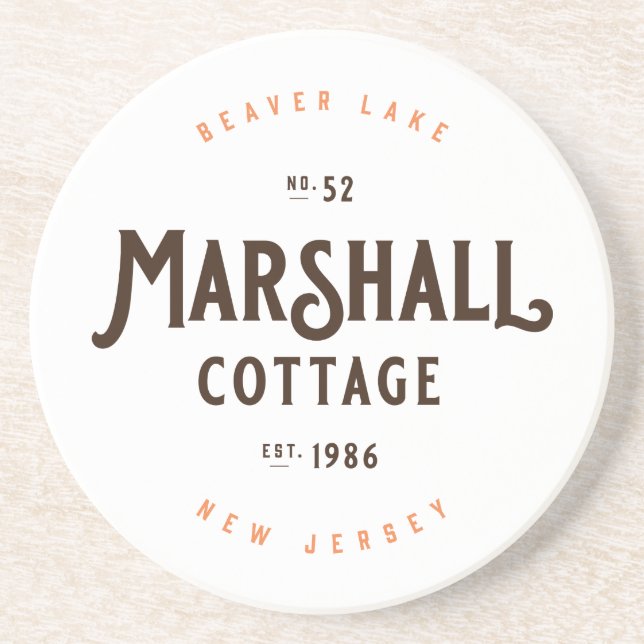 Marshal Cottage, Est. 1986 Coaster (Front)