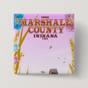 Marshall County '1836' Indiana travel poster. 15 Cm Square Badge