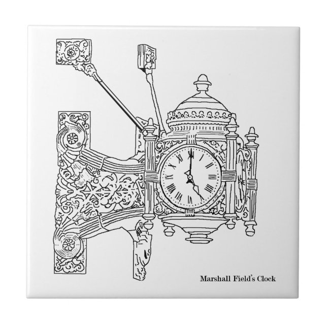 Marshall Field's Clock Ceramic Tile (Front)