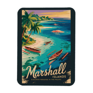 Marshall Islands Coast Illustration Travel Art Magnet