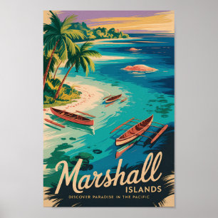Marshall Islands Coast Illustration Travel Art Poster