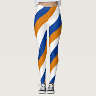 Marshall Islands Flag Colours Diagonal Striped Leggings