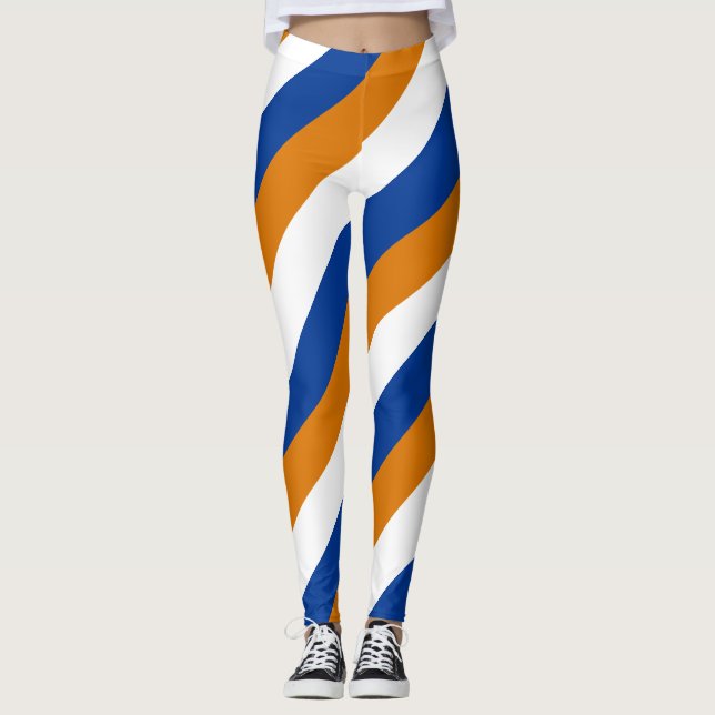Marshall Islands Flag Colours Diagonal Striped Leggings (Front)