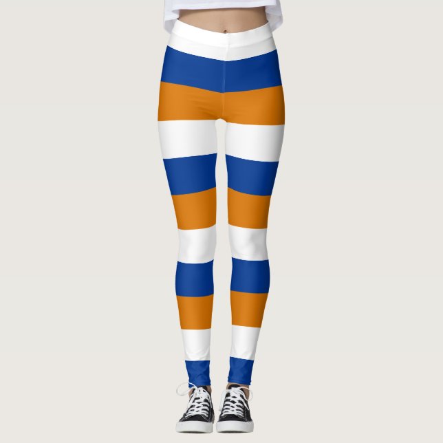 Marshall Islands Flag Colours Horizontal Striped Leggings (Front)