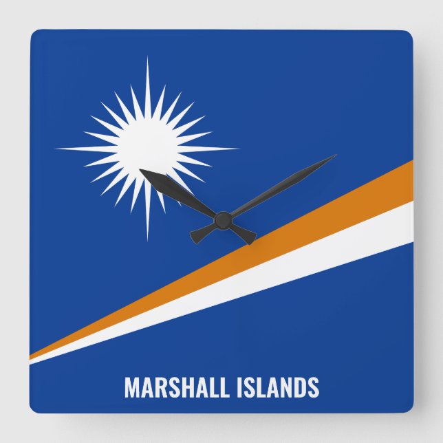 Marshall Islands Flag Dazzling Patriotic Square Wall Clock (Front)