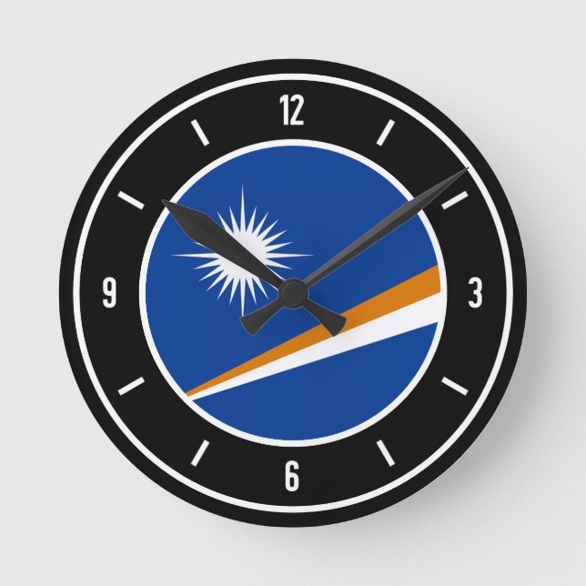 Marshall Islands Flag Elegant Round Clock (Front)