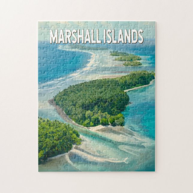 Marshall Islands Illustration Travel Art Vintage Jigsaw Puzzle (Vertical)