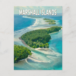 Marshall Islands Illustration Travel Art Vintage Postcard