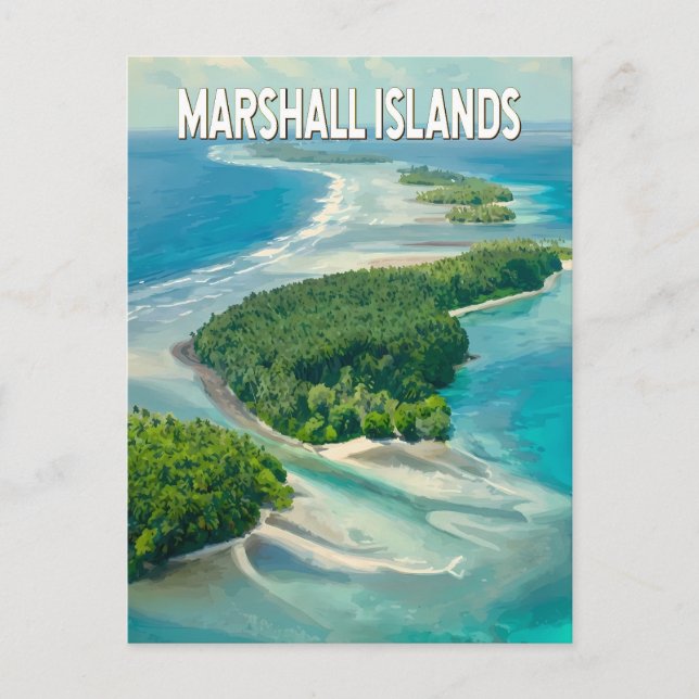 Marshall Islands Illustration Travel Art Vintage Postcard (Front)