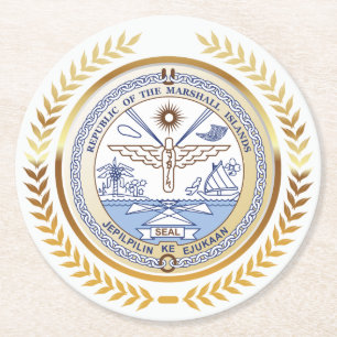 Marshall Islands Seal Round Paper Coaster